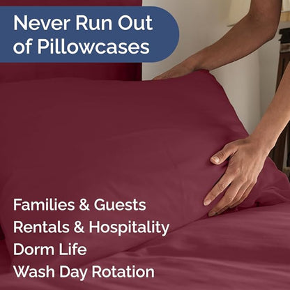 Queen Pillow Cases Set of 10 - Ultra Soft Hotel Quality Pillowcase Covers - Comfy, Cozy & Wrinkle Free - Shrink, Stain and Fade Resistant - Machine Washable Pillow Protectors - 10 Pcs Set - Burgundy