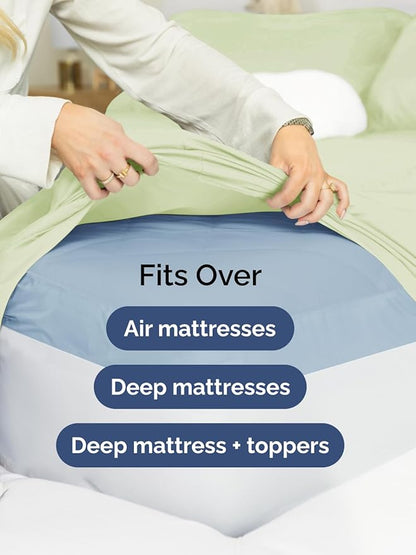 Extra Deep Full Sheet Set - 6 Piece Breathable & Cooling Sheets - Hotel Luxury Bed Sheets Set - Easy & Secure Fit - Soft, Wrinkle Free & Comfy Sheets Set - Light Sage Sheet Set with Extra Deep Pockets