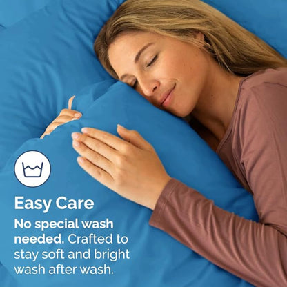 Queen Pillow Cases Set of 4 - Ultra Soft Hotel Quality Pillowcase Covers - Comfy, Cozy & Wrinkle Free - Shrink, Stain & Fade Resistant - Machine Washable Pillow Protectors - 4 Piece Set - Denim Blue