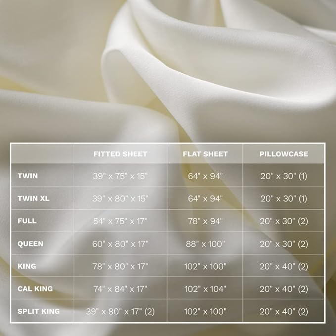 LUXOME Luxury Sheet Set | 100% Rayon (Viscose) from Bamboo | Twin XL - Ivory | Deep Pockets | 3-Piece Set (Fitted, Flat, Pillowcase)