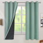 BGment Thermal Insulated 100% Blackout Curtains for Bedroom with Black Liner, Double Layer Full Room Darkening Noise Reducing Grommet Curtain (38 x 63 Inch, Frosty Green, 2 Panels)