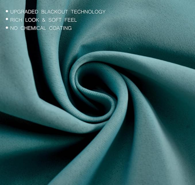 MIUCO Room Darkening Grommet Blackout Curtains for Bedroom 52 x 63 Inch Teal 2 Panels