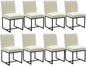 CIMOTA Modern Dining Chairs Set of 8, Leather Dining Room Chairs Upholstered Armless Guest Side Chair with Black Base for Dining Room/Kitchen, Cream 8PCS