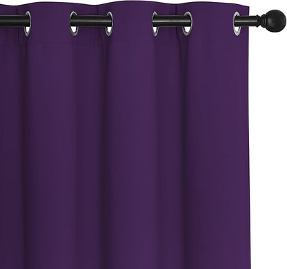 NICETOWN Blackout Sliding Glass Door Curtains, Room Darkening Thermal Insulated Curtains for Living Room Bedroom, Extra Wide Window Drapes, 1 Panel, W80 x L118, Royal Purple