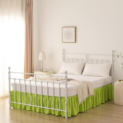 Bed Skirt Queen Size Ruffled Bed Skirt with Split Corners, 18 Inch Drop Dust Ruffle Bed Skirts with Platform, Gathered Style, 100% Microfiber, Lime
