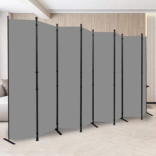 Room Divider and Folding Privacy Screens 8 Panel, 14.67 Ft Wide Partition Room Dividers, Portable Room Divider Panel for Room Separtition, Large Wall Dividers for Room, Office, School,Studio Grey