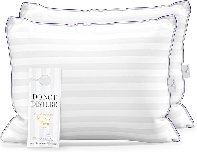 Queen Anne Hotel Collection Pillows – Luxury Down Alternative Bed Pillows (2-Pack, Standard Medium) – Ultimate Comfort, Hypoallergenic, Made in The USA