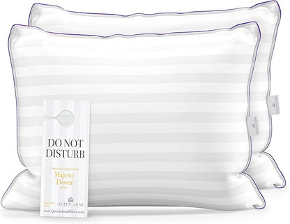 Queen Anne Hotel Collection Pillows – Luxury Down Alternative Bed Pillows (2-Pack, Standard Medium) – Ultimate Comfort, Hypoallergenic, Made in The USA