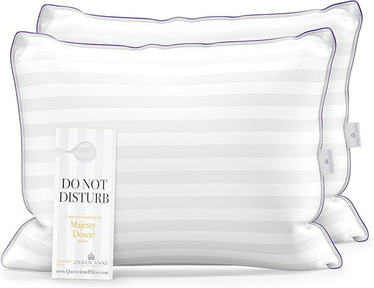 Queen Anne Hotel Collection Pillows – Luxury Down Alternative Bed Pillows (2-Pack, Standard Medium) – Ultimate Comfort, Hypoallergenic, Made in The USA