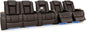 Seatcraft Diamante Zero-Gravity CoolZero Italian Leather Home Theater Seating, Power Headrest, Power Recline, Row of 5 Left Loveseat, Brown