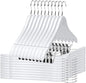 Quality Wooden Skirt Hangers with Clips 80-Pack White Pants Hangers with Adjustable Chrome Metal Clips, Swivel Hook, Coat, Jacket, Blouse Suit Hangers (White, 80)