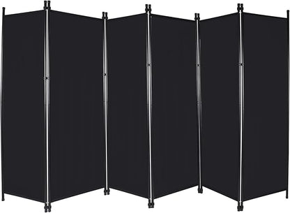 6 Panel Large Folding Room Divider, 10FT Wide Portable Privacy Screen Room, Partition Room Dividers for Bedroom Dining Room Office Restaurant Hospital, 120"x68", Black