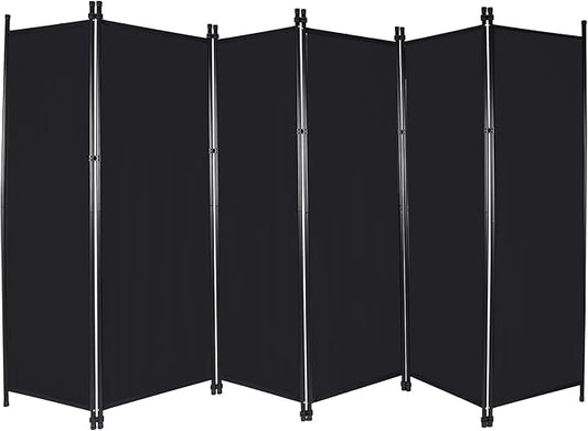 6 Panel Large Folding Room Divider, 10FT Wide Portable Privacy Screen Room, Partition Room Dividers for Bedroom Dining Room Office Restaurant Hospital, 120"x68", Black