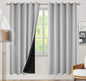 BGment Thermal Insulated 100% Blackout Curtains for Bedroom with Black Liner, Double Layer Full Room Darkening Noise Reducing Grommet Curtain (60 x 84 Inch, Light Grey, 2 Panels)