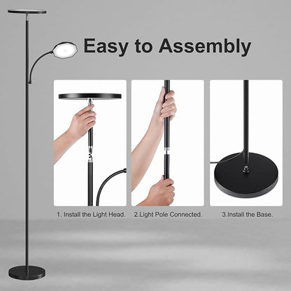 SUNMORY Floor Lamps for Living Room, 48W/4200LM Super Bright LED Floor Lamp with Remote Control, 69" Tall Standing Lamp with Stepless Dimmable, Modern Torchiere Reading Lamp for Bedroom, Office