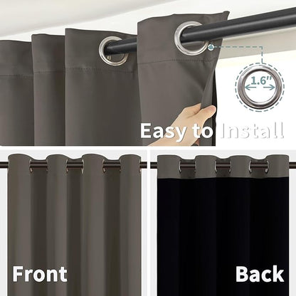 BGment Grey Blackout Curtains 84 Inches Long 2 Panels Set for Living Room, Thermal Insulated 100% Light Blocking Curtains & Drapes, Grommet Soundproof Curtains for Bedroom Window, Each 38 Wide