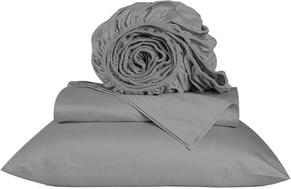 URBANHUT 800 Thread Count 100% Cotton Twin Size Sheets, Luxury 4 Piece Twin Bedsheets, Hotel Sheets Sateen Finish - Better Than Egyptian, 14" Elasticized Deep Pocket - Dark Grey