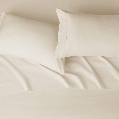 Amazon Basics Lightweight, Wrinkle-Free, Breathable Microfiber 4 Piece Bed Sheet Set with 14-Inch Deep Pockets, Full, Beige, Solid