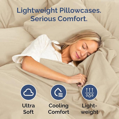 Queen Pillow Cases Set of 4 - Ultra Soft Hotel Quality Pillowcase Covers - Comfy, Cozy & Wrinkle Free - Shrinkage, Stain and Fade Resistant - Machine Washable Pillow Protectors - 4 Piece Set - Cream