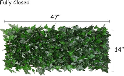 Expandable Fence Privacy Screen for Balcony Patio Outdoor,Decorative Faux Ivy Fencing Panel,Artificial Wax Gourd Leaf Hedges (Single Sided Leaves) (2, Green)