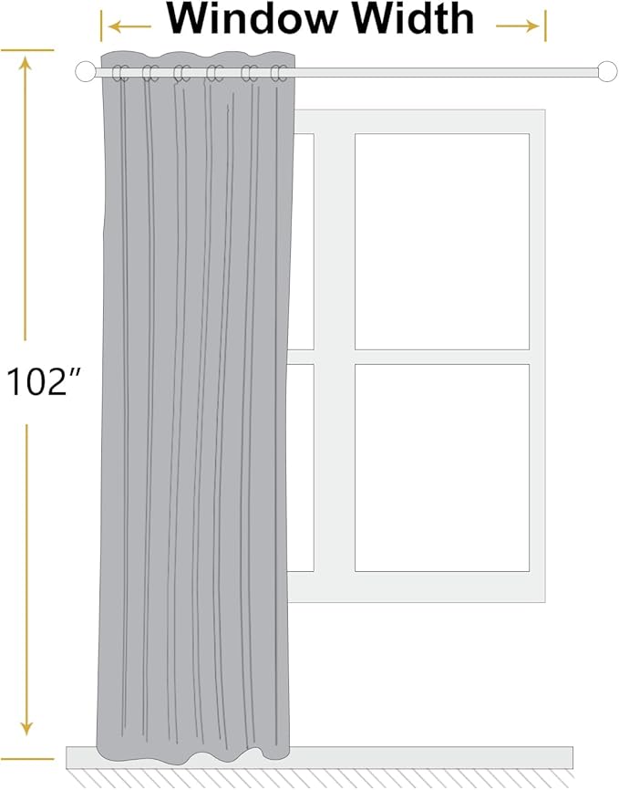 ChrisDowa 100% Blackout Grey Solid Curtains 102 Inches Long 2 Panels for Bedroom Living Room,Farmhouse Room Darkening Thermal Insulated Soundproof Grommet Top Window Treatment Drapes,52x102