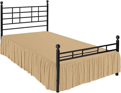 Ruffled Bed Skirt with Split Corners, Taupe, Queen 16 Inch Drop Bedskirt, Hotel Quality Brushed Microfiber Wrinkle Free Dust Ruffle Bed Skirt Queen Size