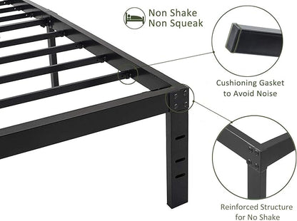 45MinST 18 Inch Maximum Storage Bed Frame/Reinforced Platform /3500lbs Heavy Duty/Easy Assembly/Mattress Foundation/Steel Slat/Noise Free, Full