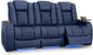 Seatcraft Diamante Zero-Gravity CoolZero Italian Leather Home Theater Seating, Power Headrest, Power Recline, Row of 3 Sofa, Navy Blue