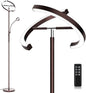 2-in-1 Brown LED Floor Lamp - 69" Dimmable Torchiere Standing Lamp with Remote Touch Control, 29W Bright Modern Floor Reading Lamp Pole Light for Living Room Bedroom Office Corner