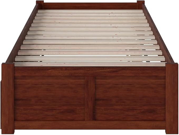 AFI Concord Twin Size Platform Bed with Footboard & Twin Trundle in Walnut
