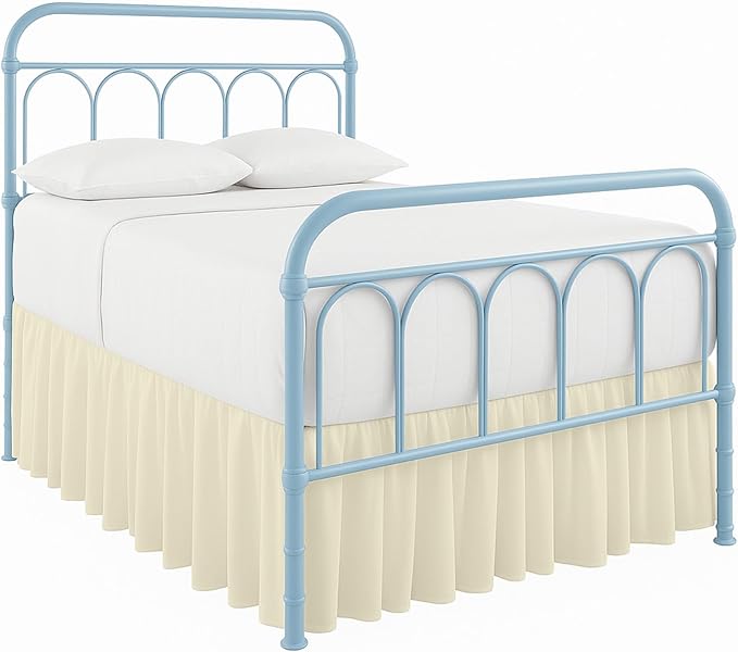 Cottingon Bed Skirt Twin 18" Drop with Split Corners, 100% Microfiber Soft and Stylish, Dust Ruffle with Platform, Ivory