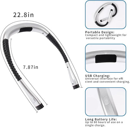 Book Light, 3-Color & 9-Brightness Reading Light, Bendable Neck Light, 80-hr Lasting Rechargeable Lamp, Perfect Book Light for Reading in Bed, Knitting, Camping (Argent, Classic)
