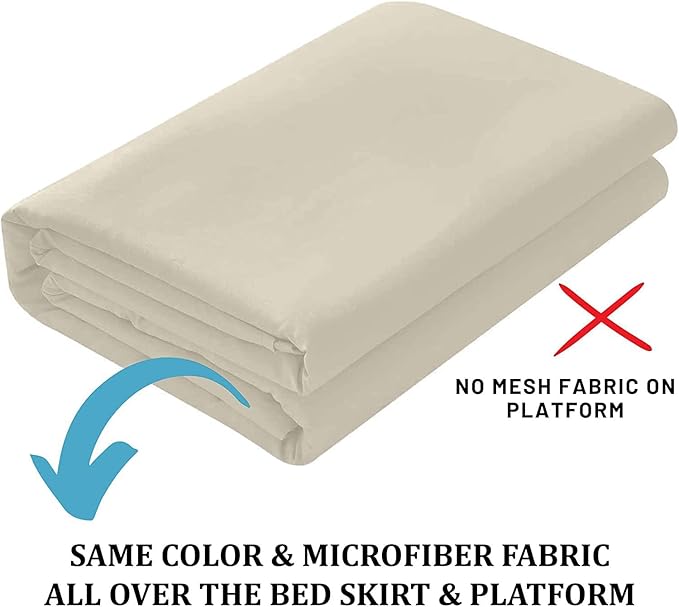 SKY BEDDINGS - Queen Size Ruffled Bed Skirt with Split Corners - 18 Inch Drop Dust Ruffle Bed Skirt with Platform Three Sided Coverage - 100% Microfiber, Ivory