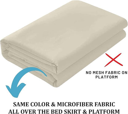 SKY BEDDINGS - Twin Size Ruffled Bed Skirt with Split Corners - 12 Inch Drop Dust Ruffle Bed Skirt with Platform Three Sided Coverage - 100% Microfiber, Ivory