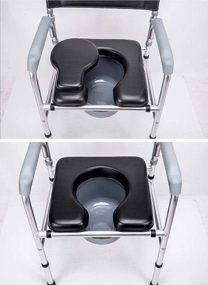 MUUL-WHCH PU Commode Seat Cushion, Black Padded Cushion for Bedside Commodes, Chair, Shower Wheelchair, C Shape
