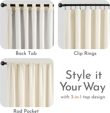 Lazzzy Blackout Velvet Curtains for Living Room Bedroom 90 Inch Long Insulated Lined Drapes Rod Pocket Modern Window Treatments 2 Panels Set Vanilla