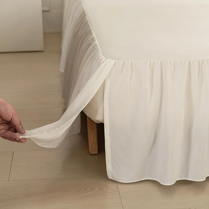 Bed Skirt Queen Size Ruffled Bed Skirt with Split Corners, Queen Bed Skirts 12 Inch Drop, Queen Size Bed Skirting with Platform, 12'' Queen-Ivory