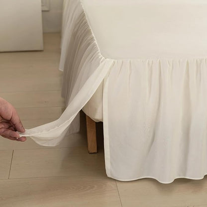 Bed Skirt Queen Size Ruffled Bed Skirt with Split Corners, Queen Bed Skirts 12 Inch Drop, Queen Size Bed Skirting with Platform, 12'' Queen-Ivory