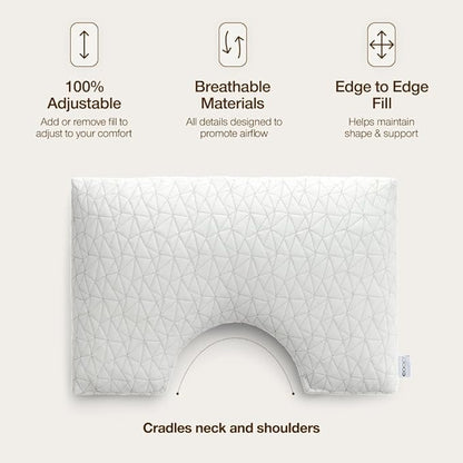Coop Home Goods Original Cut-Out Adjustable Pillow, King Size Bed Pillows for Neck & Head Support, Memory Foam Pillows - Medium Firm for Side Sleeper, CertiPUR-US/GREENGUARD Gold