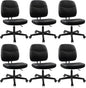 CLATINA Armless Home Office Chair, Small PU Leather Ergonomic Low Back Desk Chair with Lumbar Support and Wheels, Adjustable Height 360° Swivel Rolling Computer Task Chair, Black, 6 Pack