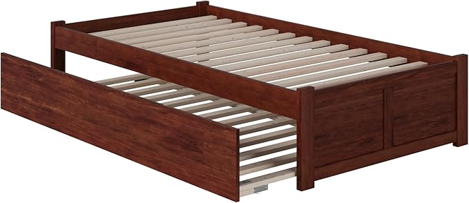 AFI Concord Twin XL Size Platform Bed with Footboard & Twin XL Trundle in Walnut