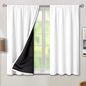 BGment Thermal Insulated 100% Blackout Curtains for Bedroom with Black Liner, Double Layer Full Room Darkening Noise Reducing Rod Pocket Curtain (52 x 45 Inch, Pure White, 2 Panels)