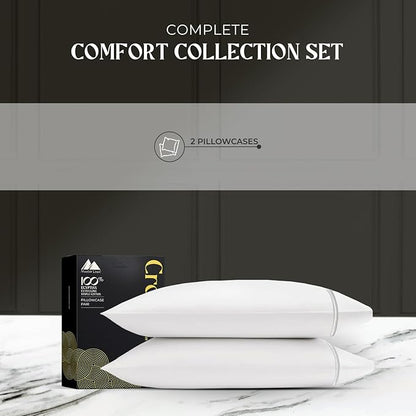 Mayfair Linen 100% Egyptian Cotton King Pillow Cases Set of 2 - Luxury 2000 Series King Size Pillowcases, Soft Cooling & Breathable, Envelope Closure Hotel Quality Pillowcase (21 x 41, White)