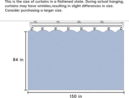 Room Divider Ceiling Mounted Curtains Track Sets Extra Wide Blackout Curtain Flexible Tracks for Bedroom Privacy Partition Separator, 1 Panel White Drape and White Rail, W12.5 x H7ft