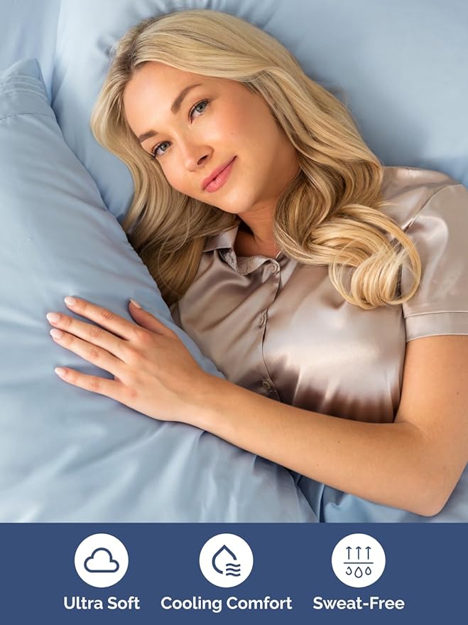 Extra Deep King Sheet Set - 6 Piece Breathable & Cooling Sheets - Hotel Luxury Bed Sheets Set - Easy & Secure Fit - Soft, Wrinkle Free & Comfy Sheets Set - Sky Blue Sheet Set with Extra Deep Pockets
