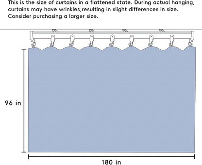 Room Divider Curtains Total Blackout Privacy Curtain Panel Room Thermal Insulated Noise Reduction Curtains for Bedroom Window Living Room Ceiling Track Curtain W 15 ft × H 8 ft Beige