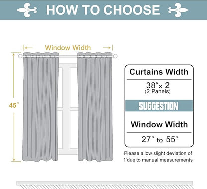 ChrisDowa Grommet Blackout Curtains for Bedroom and Living Room - 2 Panels Set Thermal Insulated Room Darkening Curtains (Stone Blue, 38W x 45L)