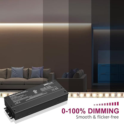 EMITEVER Dimmable Led Driver, 2 Packs 300W AC 110V-277V to DC 24V Transformer, 5-in-1 Dimming: ELV/MLV/TRIAC / 0-10V / 1-10V / 10V PWM/Potentiometer, Waterproof IP67 and UL Listed