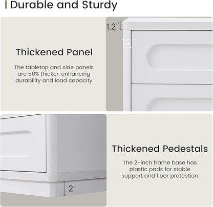 White Dresser for Bedroom with 8 Drawers, 47.2" Wide Dresser for Closet with Deep Drawer, Large Wood TV Stand, Modern Chest of Drawers for Bedroom, Hallway