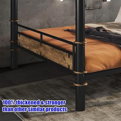 Upgraded & Stronger Heavy Duty Metal Queen Over Queen Bunk Bed for Adults & Teens, Thickened More Stable Safer Bunkbeds (Greater Weight Capacity) (Queen Over Queen)